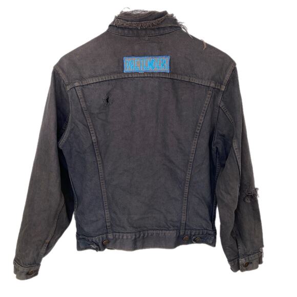 Levi's Distressed Dark Denim Pretenders Patch Jean Jacket - Women's Size Large - Picture 2 of 8
